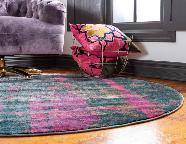 Multicolor 8' x 8' Aurora Round Area Rug 60% Polypropylene & 40% Polyester Living Dining Room Bedroom Office Modern Decor Carpet for Sale at Rug Engine