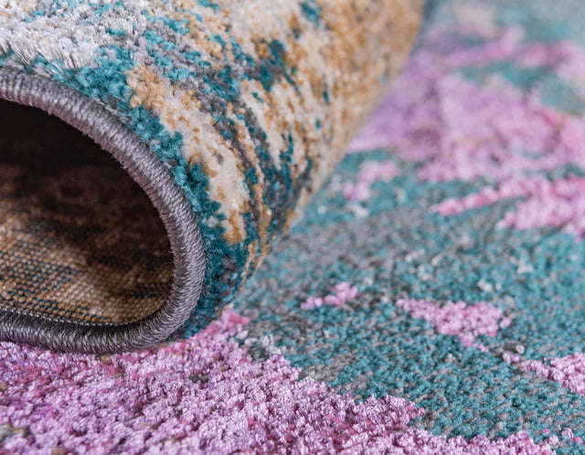 Multicolor 8' x 8' Aurora Round Area Rug 60% Polypropylene & 40% Polyester Living Dining Room Bedroom Office Modern Decor Carpet for Sale at Rug Engine