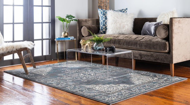 Gray 4' 1 x 6' 1 Aurora Rectangle Area Rug 60% Polypropylene & 40% Polyester Living Dining Room Bedroom Office Modern Decor Carpet for Sale at Rug Engine