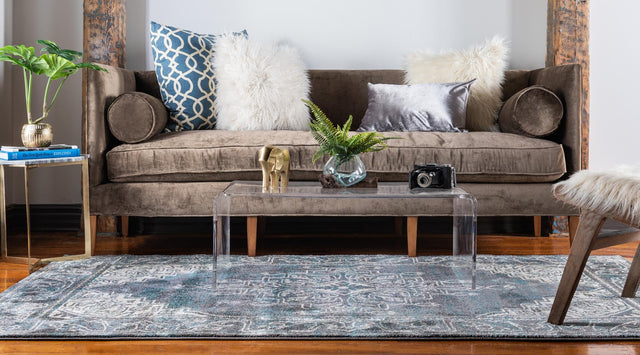 Gray 4' 1 x 6' 1 Aurora Rectangle Area Rug 60% Polypropylene & 40% Polyester Living Dining Room Bedroom Office Modern Decor Carpet for Sale at Rug Engine