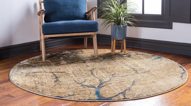Light Brown 6' 1 x 6' 1 Aurora Round Area Rug 60% Polypropylene & 40% Polyester Living Dining Room Bedroom Office Modern Decor Carpet for Sale at Rug Engine