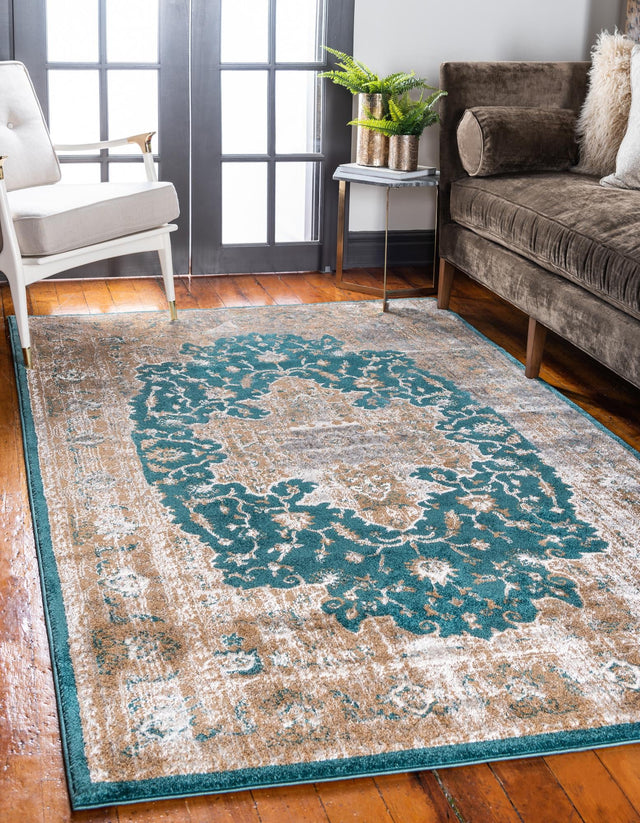 Teal 2' x 3' 1 Aurora Rectangle Area Rug 60% Polypropylene & 40% Polyester Living Dining Room Bedroom Office Modern Decor Carpet for Sale at Rug Engine