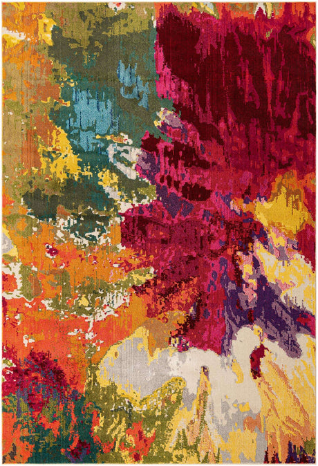 Multicolor 7' 1 x 10' Estrella Rectangle Area Rug 100% Polypropylene Non-Shedding Stain Resistant Carpet Colorful Modern Abstract Design Easy Clean for Home Decor for Sale at Rug Engine