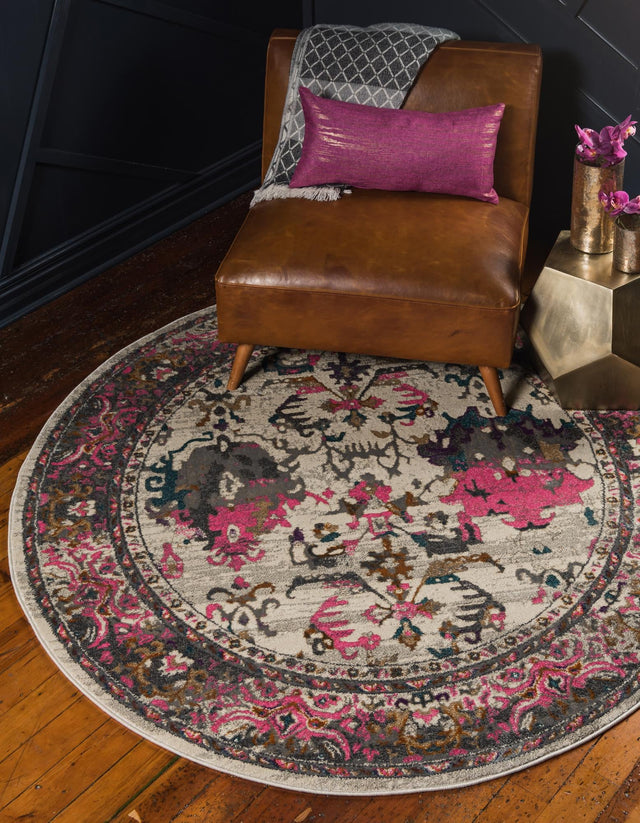 Beige 8' x 8' Aurora Round Area Rug 60% Polypropylene & 40% Polyester Living Dining Room Bedroom Office Modern Decor Carpet for Sale at Rug Engine