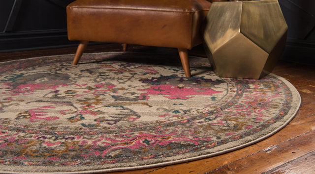 Beige 8' x 8' Aurora Round Area Rug 60% Polypropylene & 40% Polyester Living Dining Room Bedroom Office Modern Decor Carpet for Sale at Rug Engine