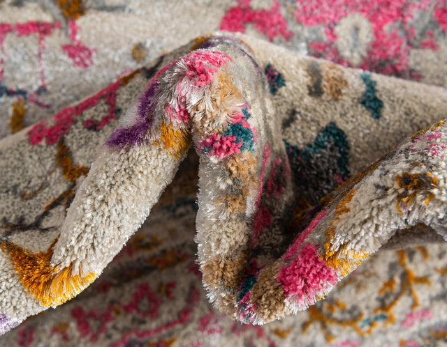 Beige 6' 1 x 6' 1 Aurora Round Area Rug 60% Polypropylene & 40% Polyester Living Dining Room Bedroom Office Modern Decor Carpet for Sale at Rug Engine