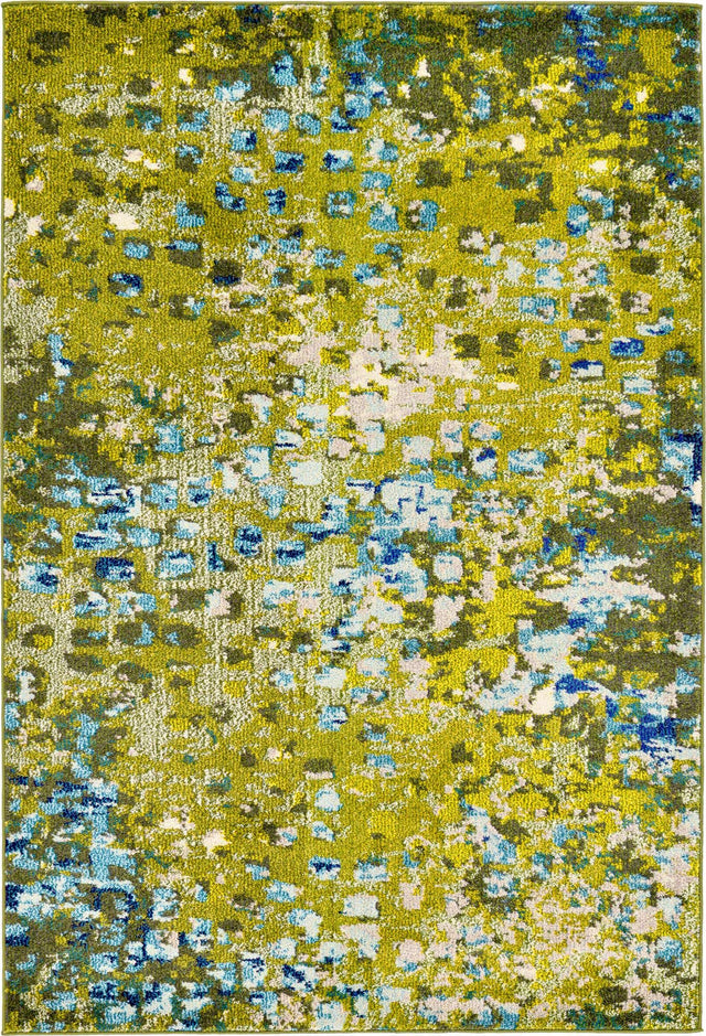 Green 4' 1 x 6' 1 Jardin Rectangle Area Rug 100% Polypropylene With Cotton Backing Colorful & Vivid Modern Carpet for Home Decor for Sale at Rug Engine