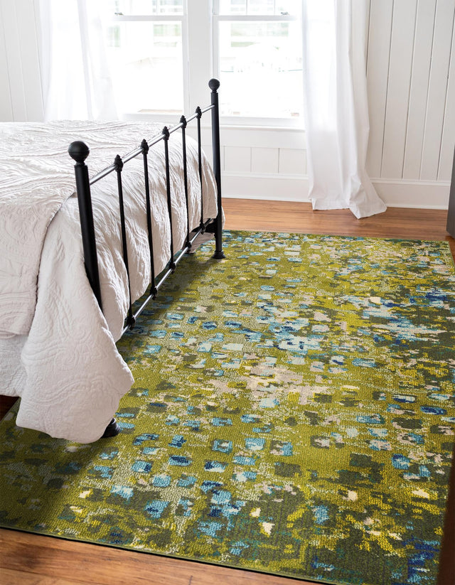 Green 5' 1 x 8' Jardin Rectangle Area Rug 100% Polypropylene With Cotton Backing Colorful & Vivid Modern Carpet for Home Decor for Sale at Rug Engine