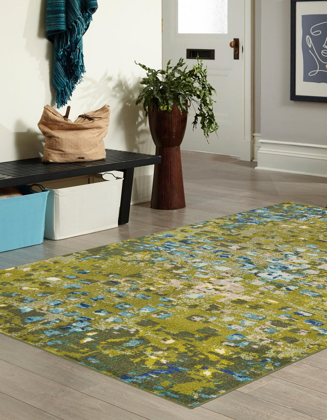 Green 7' 1 x 10' Jardin Rectangle Area Rug 100% Polypropylene With Cotton Backing Colorful & Vivid Modern Carpet for Home Decor for Sale at Rug Engine