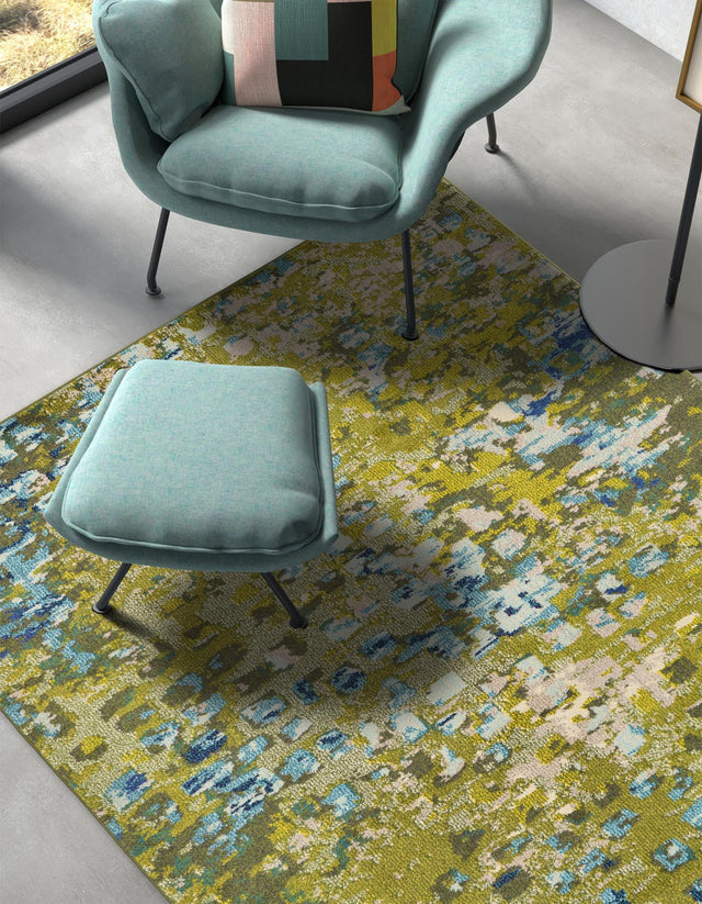 Green 7' 1 x 10' Jardin Rectangle Area Rug 100% Polypropylene With Cotton Backing Colorful & Vivid Modern Carpet for Home Decor for Sale at Rug Engine