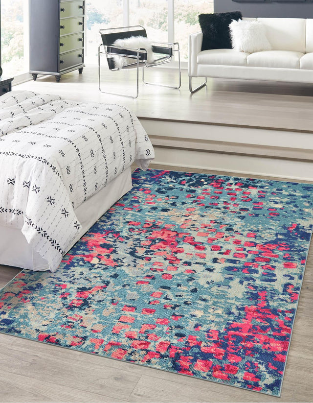 Blue 5' 1 x 8' Jardin Rectangle Area Rug 100% Polypropylene With Cotton Backing Colorful & Vivid Modern Carpet for Home Decor for Sale at Rug Engine