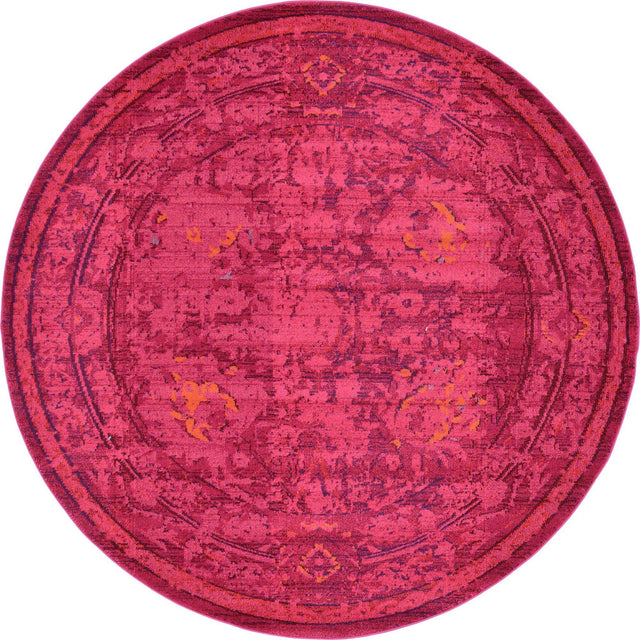 Magenta 8' x 8' Medici Round Area Rug 100% Polypropylene Traditional Vintage Classic Carpet for Home Interior Design Decor for Sale at Rug Engine