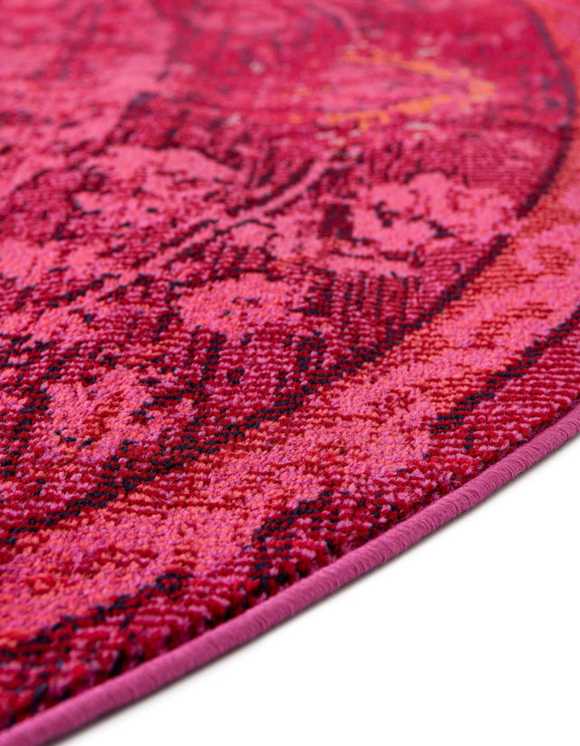 Magenta 8' x 8' Medici Round Area Rug 100% Polypropylene Traditional Vintage Classic Carpet for Home Interior Design Decor for Sale at Rug Engine