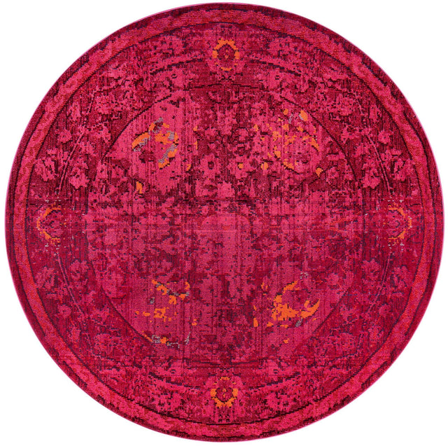Magenta 6' 1 x 6' 1 Medici Round Area Rug 100% Polypropylene Traditional Vintage Classic Carpet for Home Interior Design Decor for Sale at Rug Engine