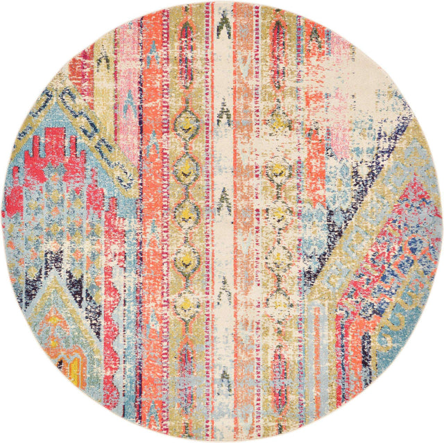 Multicolor 8' x 8' Sedona Round Area Rug Durable Long Lasting Carpet for Living Rooms, Kitchen, Bedrooms, Office Space, Dorms for Sale at Rug Engine