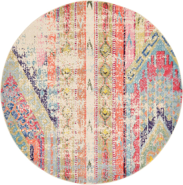 Multicolor 6' 1 x 6' 1 Sedona Round Area Rug Durable Long Lasting Carpet for Living Rooms, Kitchen, Bedrooms, Office Space, Dorms for Sale at Rug Engine