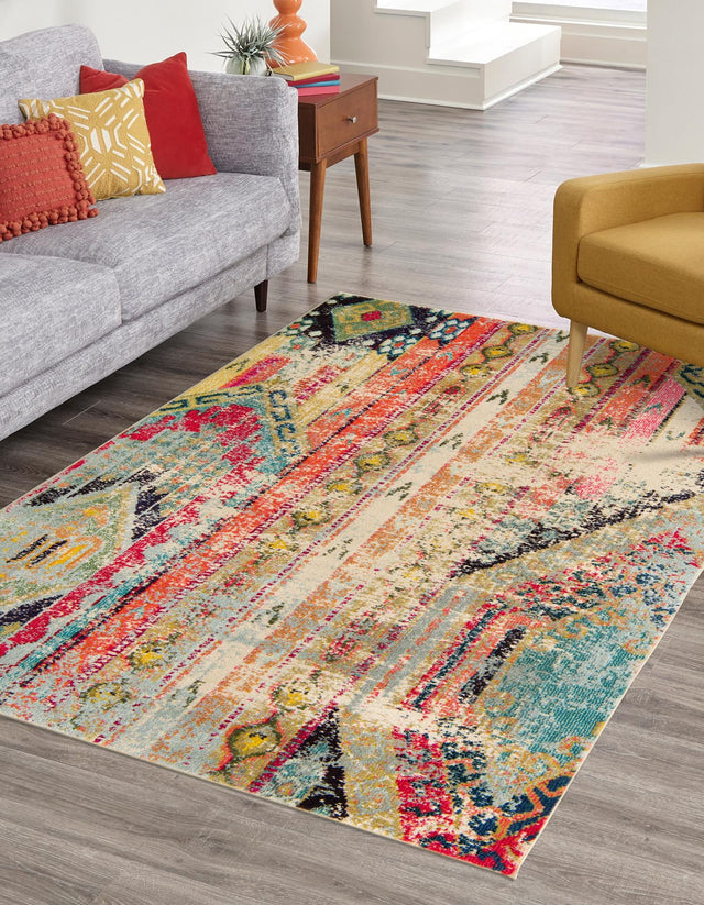 Multicolor 6' 1 x 9' Sedona Rectangle Area Rug Durable Long Lasting Carpet for Living Rooms, Kitchen, Bedrooms, Office Space, Dorms for Sale at Rug Engine