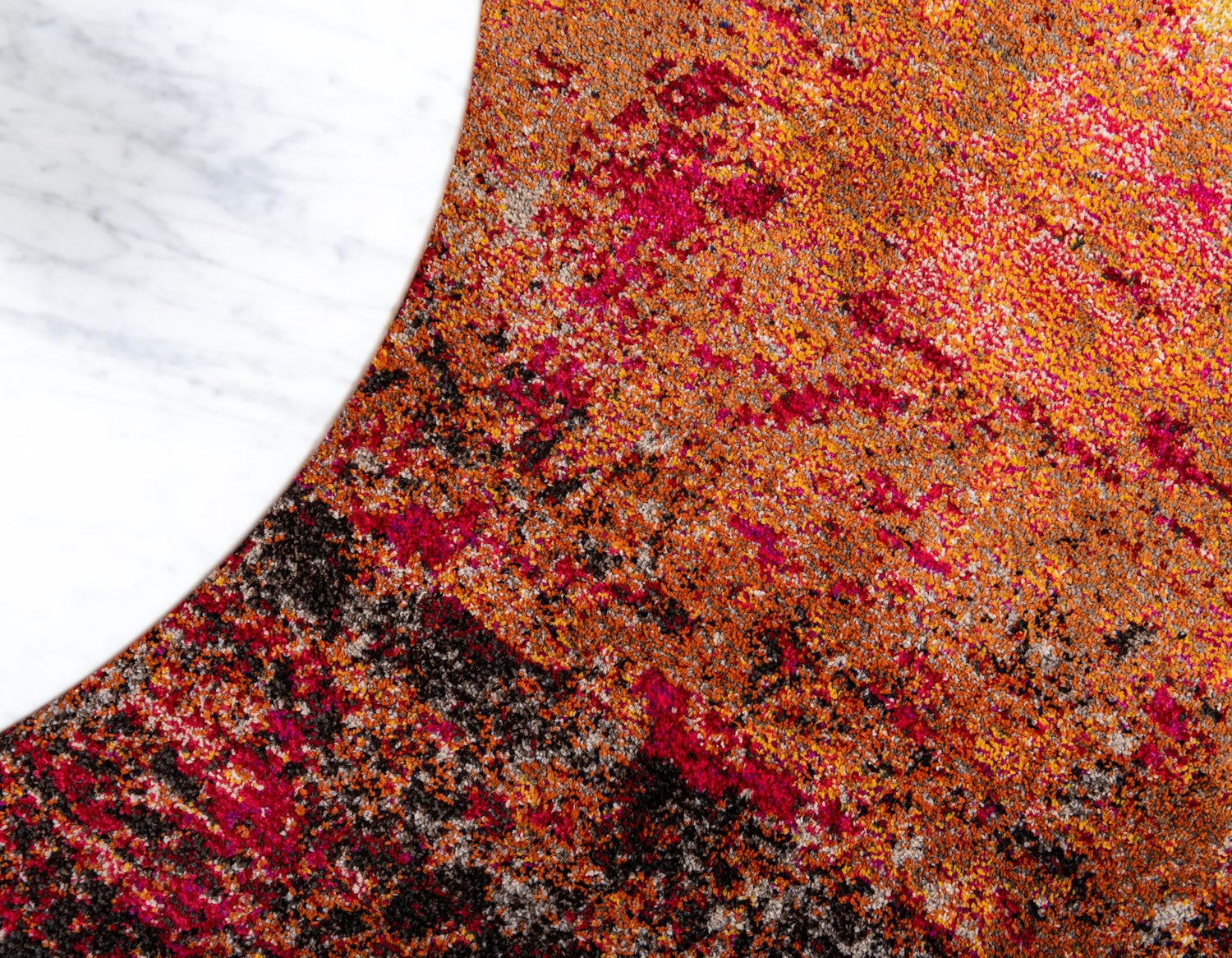 Orange 8' x 8' Estrella Round Area Rug 100% Polypropylene Non-Shedding Stain Resistant Carpet Colorful Modern Abstract Design Easy Clean for Home Decor for Sale at Rug Engine