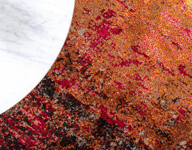 Orange 8' x 8' Estrella Round Area Rug 100% Polypropylene Non-Shedding Stain Resistant Carpet Colorful Modern Abstract Design Easy Clean for Home Decor for Sale at Rug Engine