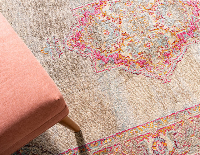 Light Blue 6' 1 x 6' 1 Medici Round Area Rug 100% Polypropylene Traditional Vintage Classic Carpet for Home Interior Design Decor for Sale at Rug Engine