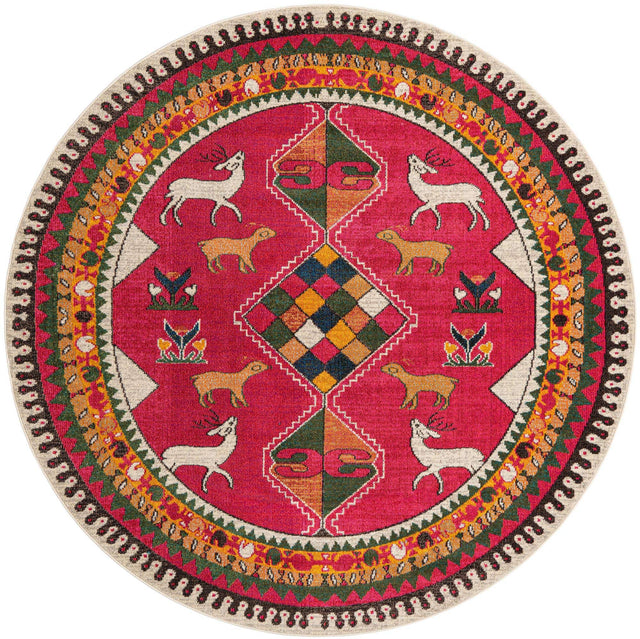 Pink 8' x 8' Sedona Round Area Rug