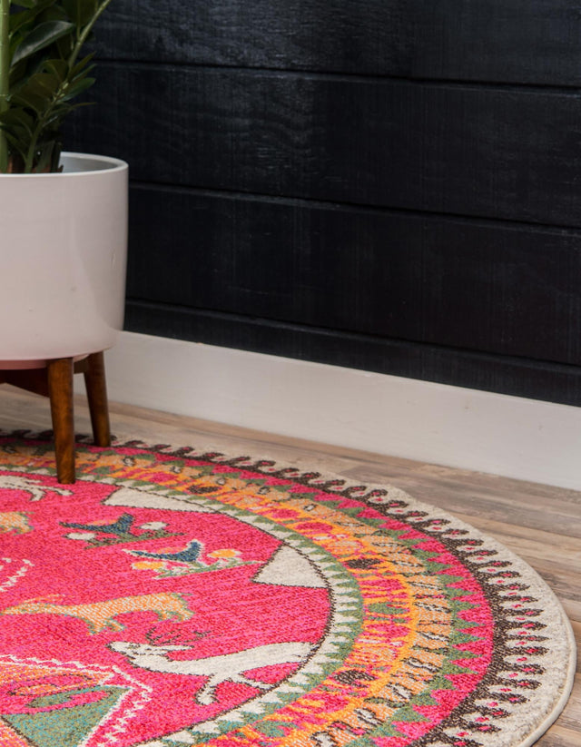 Pink 8' x 8' Sedona Round Area Rug