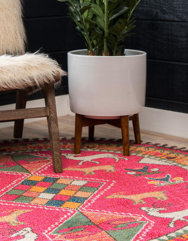 Pink 8' x 8' Sedona Round Area Rug