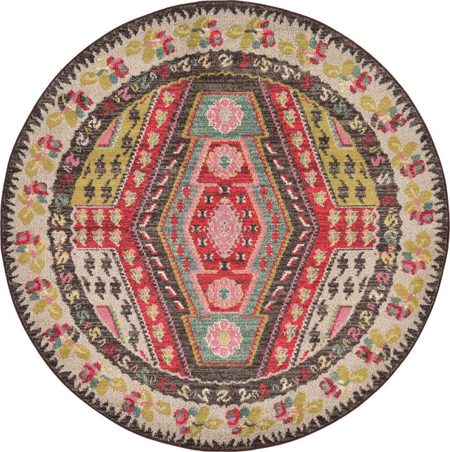 Multicolor 6' 1 x 6' 1 Sedona Round Area Rug Durable Long Lasting Carpet for Living Rooms, Kitchen, Bedrooms, Office Space, Dorms for Sale at Rug Engine
