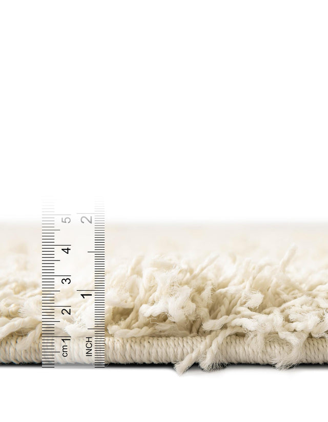 Pure Ivory 7' 10 x 7' 10 Solid Shag Square Area Rug Thick Soft Touch Fluffy & Plush Shaggy Pile Durable Minimalist Carpet for Classic Interior Design for Sale at Rug Engine