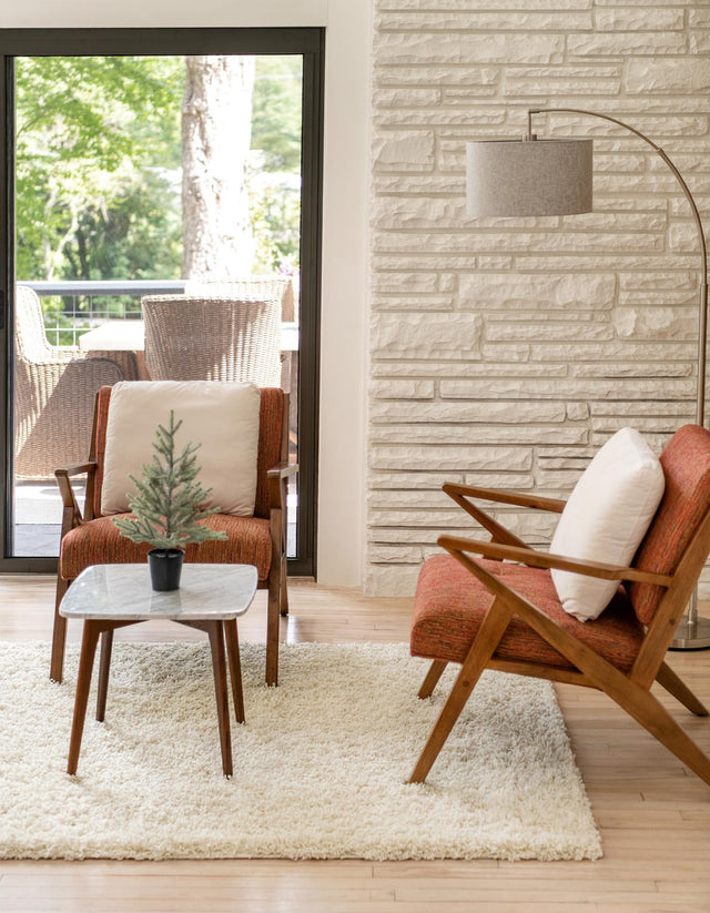 Pure Ivory 7' 1 x 10' Solid Shag Rectangle Area Rug Thick Soft Touch Fluffy & Plush Shaggy Pile