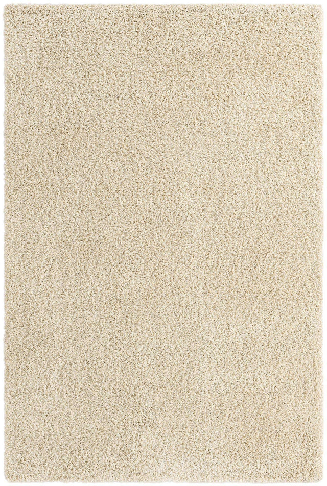 Pure Ivory 6' 1 x 9' Solid Shag Rectangle Area Rug Thick Soft Touch Fluffy & Plush Shaggy Pile Durable Minimalist Carpet for Classic Interior Design for Sale at Rug Engine