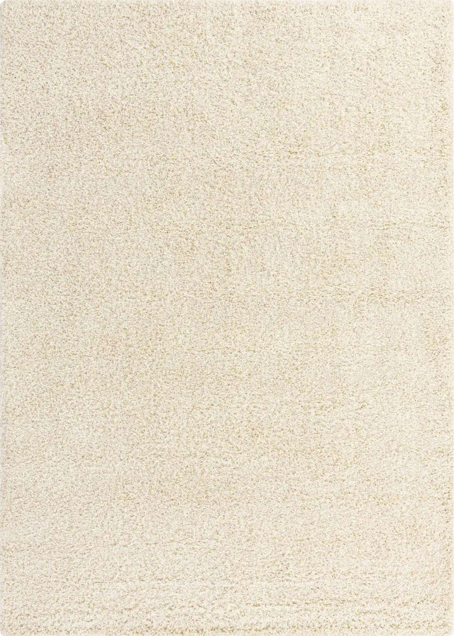 Pure Ivory 7' 10 x 11' Solid Shag Rectangle Area Rug Thick Soft Touch Fluffy & Plush Shaggy Pile