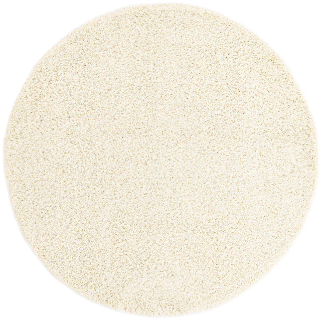 Pure Ivory 6' 1 x 6' 1 Solid Shag Round Area Rug Thick Soft Touch Fluffy & Plush Shaggy Pile Durable Minimalist Carpet for Classic Interior Design for Sale at Rug Engine