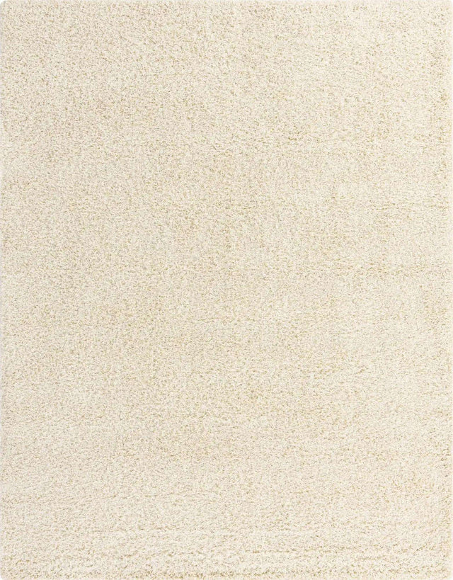Pure Ivory 9' x 12' Solid Shag Rectangle Area Rug Thick Soft Touch Fluffy & Plush Shaggy Pile Durable Minimalist Carpet for Classic Interior Design for Sale at Rug Engine