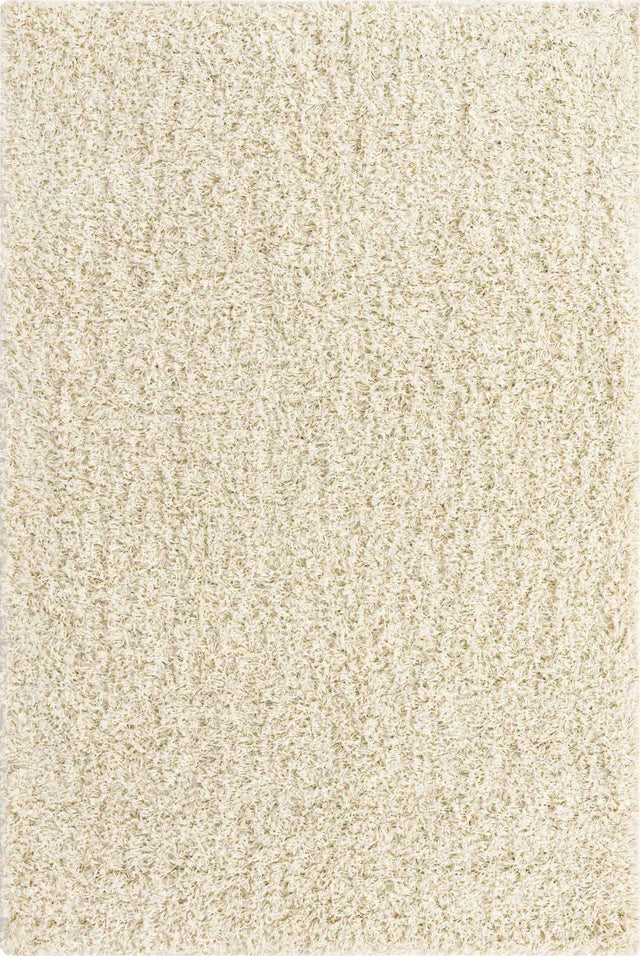 Pure Ivory 4' 1 x 6' 1 Solid Shag Rectangle Area Rug Thick Soft Touch Fluffy & Plush Shaggy Pile Durable Minimalist Carpet for Classic Interior Design for Sale at Rug Engine