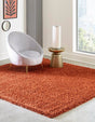 Terracotta 7' 10 x 7' 10 Solid Shag Square Area Rug Thick Soft Touch Fluffy & Plush Shaggy Pile