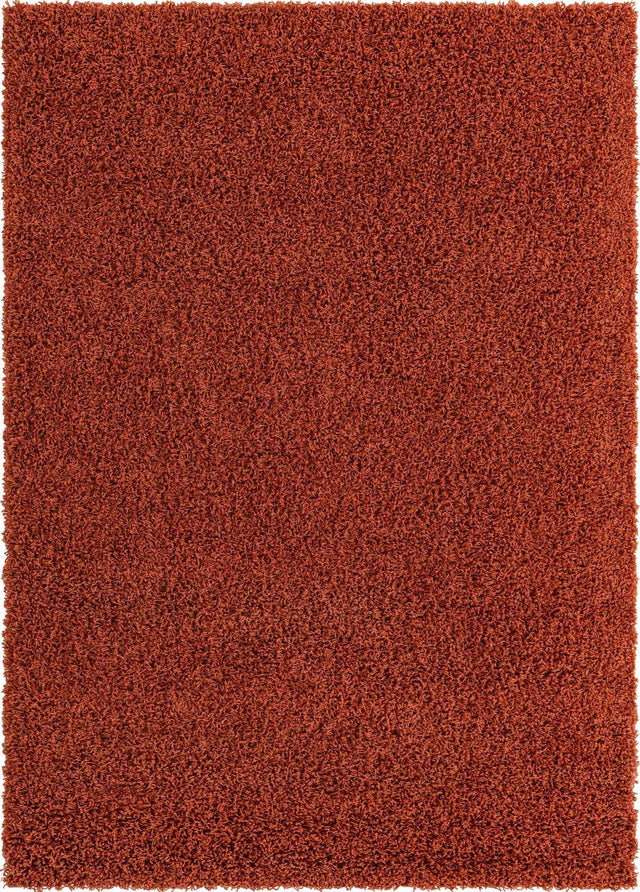 Terracotta 7' 1 x 10' Solid Shag Rectangle Area Rug Thick Soft Touch Fluffy & Plush Shaggy Pile