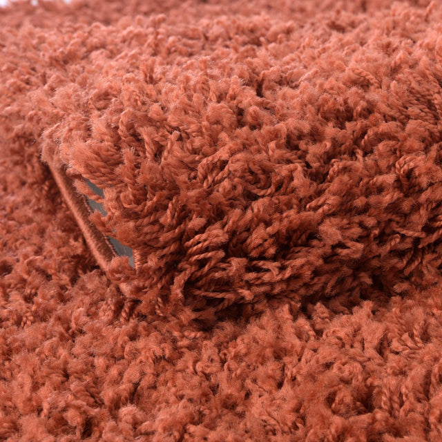 Terracotta 5' 3 x 5' 3 Solid Shag Round Area Rug Thick Soft Touch Fluffy & Plush Shaggy Pile