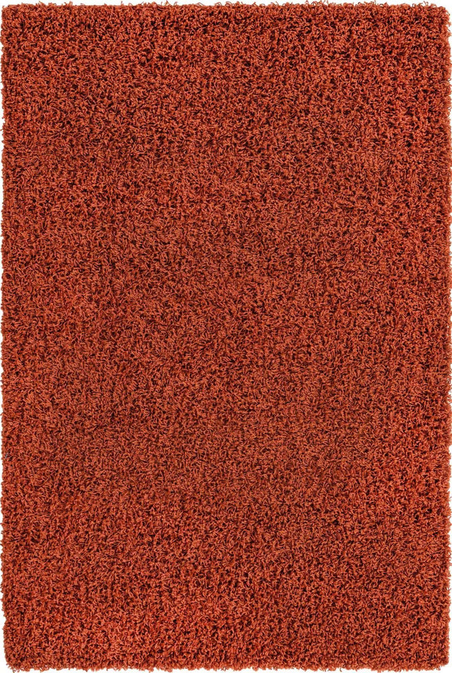 Terracotta 4' 1 x 6' 1 Solid Shag Rectangle Area Rug Thick Soft Touch Fluffy & Plush Shaggy Pile Discounted Clearance Final Sale