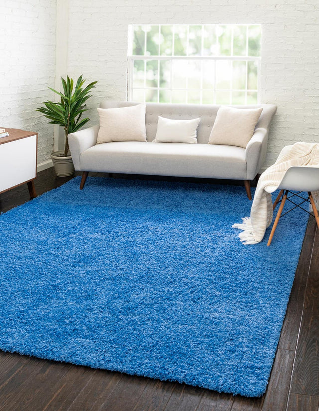 Periwinkle Blue 7' 10 x 7' 10 Solid Shag Square Area Rug Thick Soft Touch Fluffy & Plush Shaggy Pile