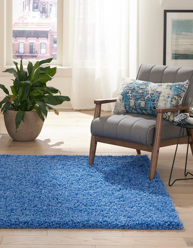 Periwinkle Blue 9' x 12' Solid Shag Rectangle Area Rug Thick Soft Touch Fluffy & Plush Shaggy Pile Durable Minimalist Carpet for Classic Interior Design for Sale at Rug Engine