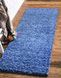 Periwinkle Blue 2' 7 x 10' Solid Shag Runner Area Rug Thick Soft Touch Fluffy & Plush Shaggy Pile