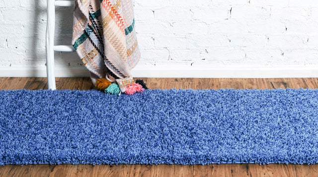 Periwinkle Blue 2' 7 x 16' 5 Solid Shag Runner Area Rug Thick Soft Touch Fluffy & Plush Shaggy Pile Durable Minimalist Carpet for Classic Interior Design for Sale at Rug Engine