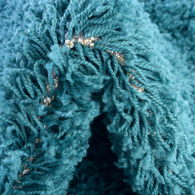 Deep Aqua Blue 7' 10 x 7' 10 Solid Shag Square Area Rug Thick Soft Touch Fluffy & Plush Shaggy Pile Durable Minimalist Carpet for Classic Interior Design for Sale at Rug Engine