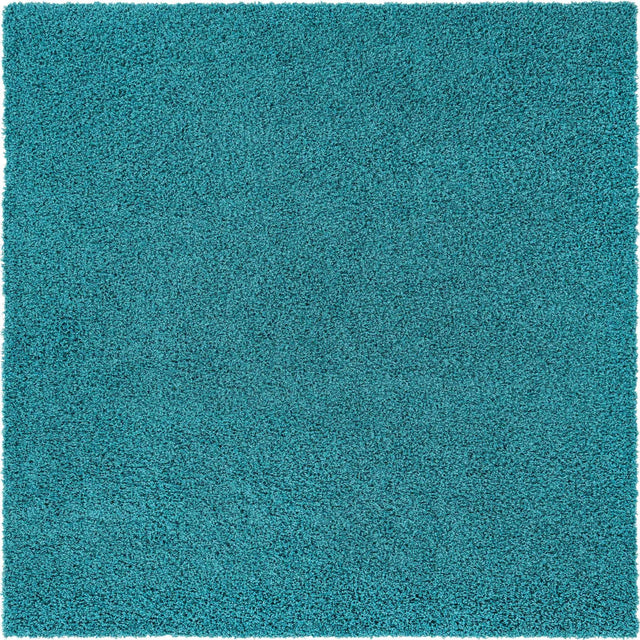 Deep Aqua Blue 7' 10 x 7' 10 Solid Shag Square Area Rug Thick Soft Touch Fluffy & Plush Shaggy Pile Durable Minimalist Carpet for Classic Interior Design for Sale at Rug Engine