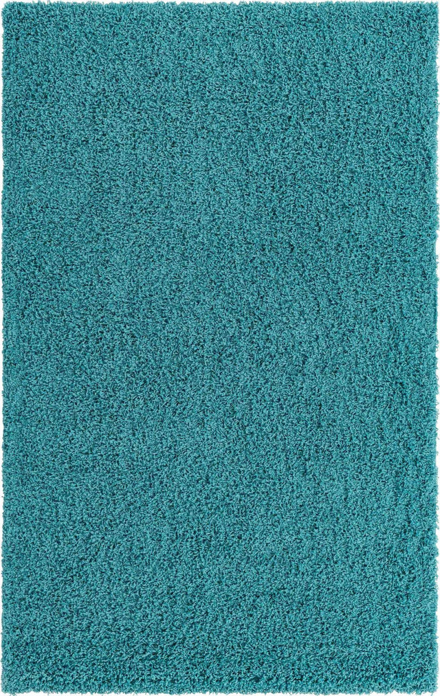 Deep Aqua Blue 5' 3 x 8' Solid Shag Rectangle Area Rug Thick Soft Touch Fluffy & Plush Shaggy Pile Durable Minimalist Carpet for Classic Interior Design for Sale at Rug Engine