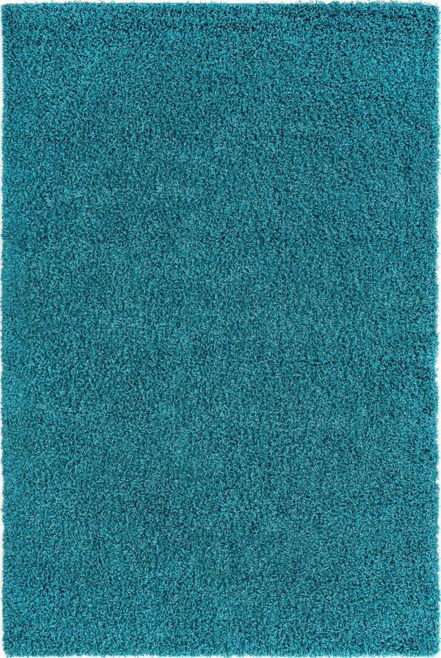 Deep Aqua Blue 6' 1 x 9' Solid Shag Rectangle Area Rug Thick Soft Touch Fluffy & Plush Shaggy Pile Durable Minimalist Carpet for Classic Interior Design for Sale at Rug Engine