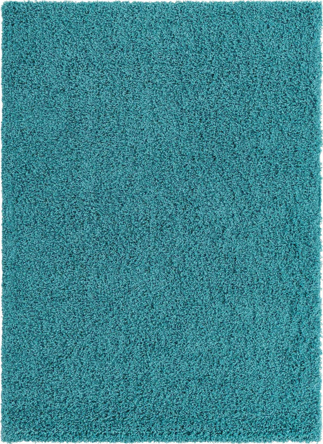 Deep Aqua Blue 7' 1 x 10' Solid Shag Rectangle Area Rug Thick Soft Touch Fluffy & Plush Shaggy Pile Durable Minimalist Carpet for Classic Interior Design for Sale at Rug Engine