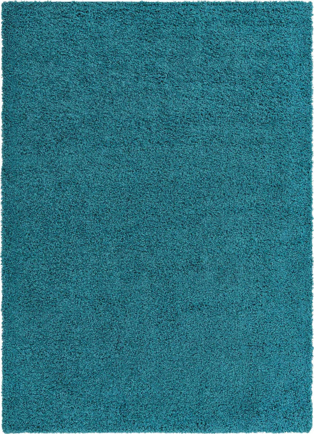 Deep Aqua Blue 7' 10 x 11' Solid Shag Rectangle Area Rug Thick Soft Touch Fluffy & Plush Shaggy Pile Durable Minimalist Carpet for Classic Interior Design for Sale at Rug Engine