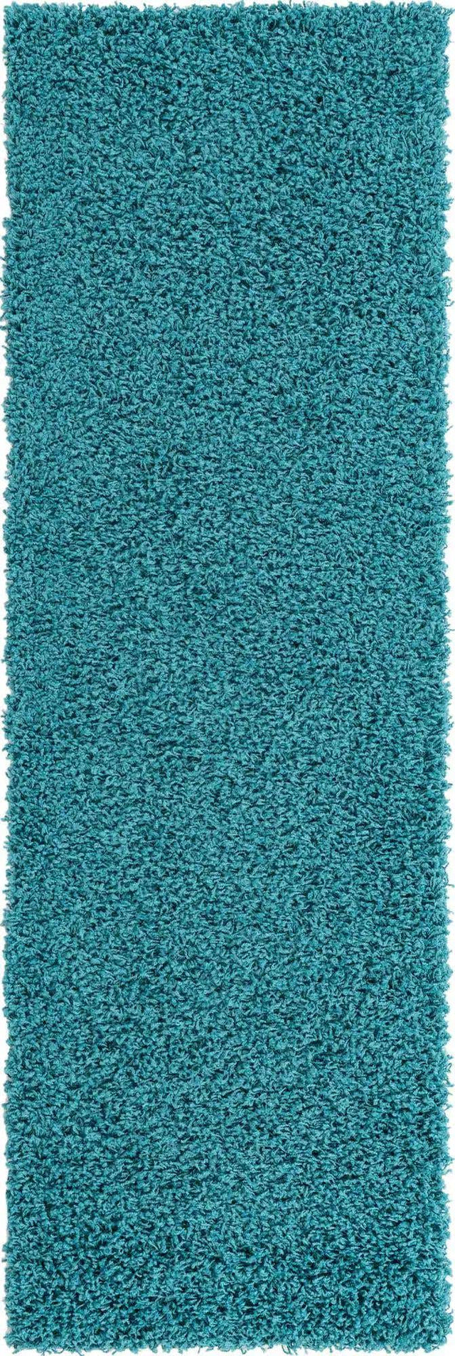 Deep Aqua Blue 2' 1 x 6' 5 Solid Shag Runner Area Rug Thick Soft Touch Fluffy & Plush Shaggy Pile Durable Minimalist Carpet for Classic Interior Design for Sale at Rug Engine